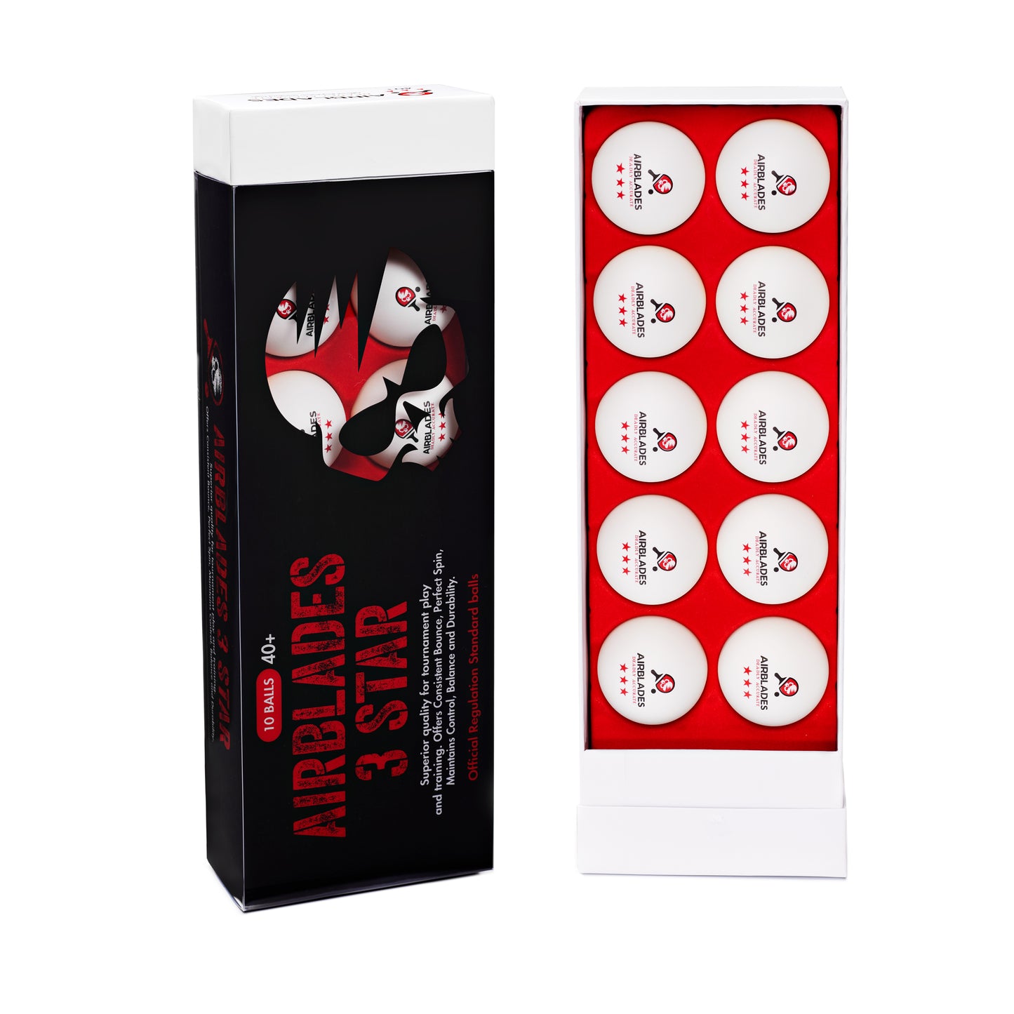 AirBlades 3 Star Ping Pong Balls | High Performance, Table Tennis Balls for Tournament Play & Training | Advanced ABS Plastic | Regulation Standard Ping Pong Balls - 10 Pack