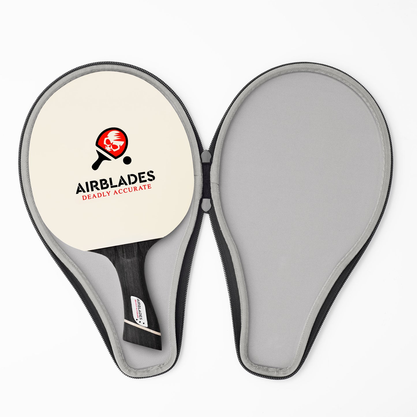 AirBlades Professional Ping Pong Paddles Set of 2 + Two Spare Rubbers | Pro Table Tennis Racket with Hard Cary Case | Ergonomic Handle | 5 Blades of Wood with Premium Rubber and Sponge