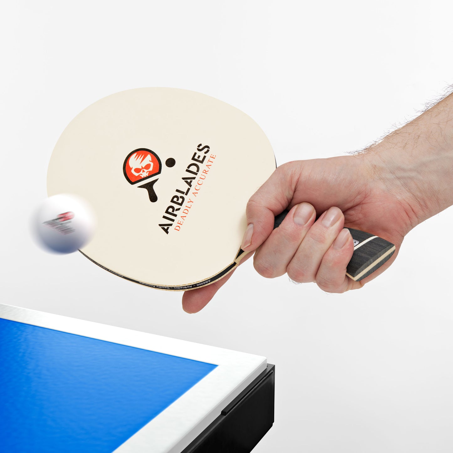 AirBlades Professional Ping Pong Paddles Set of 2 + Two Spare Rubbers | Pro Table Tennis Racket with Hard Cary Case | Ergonomic Handle | 5 Blades of Wood with Premium Rubber and Sponge