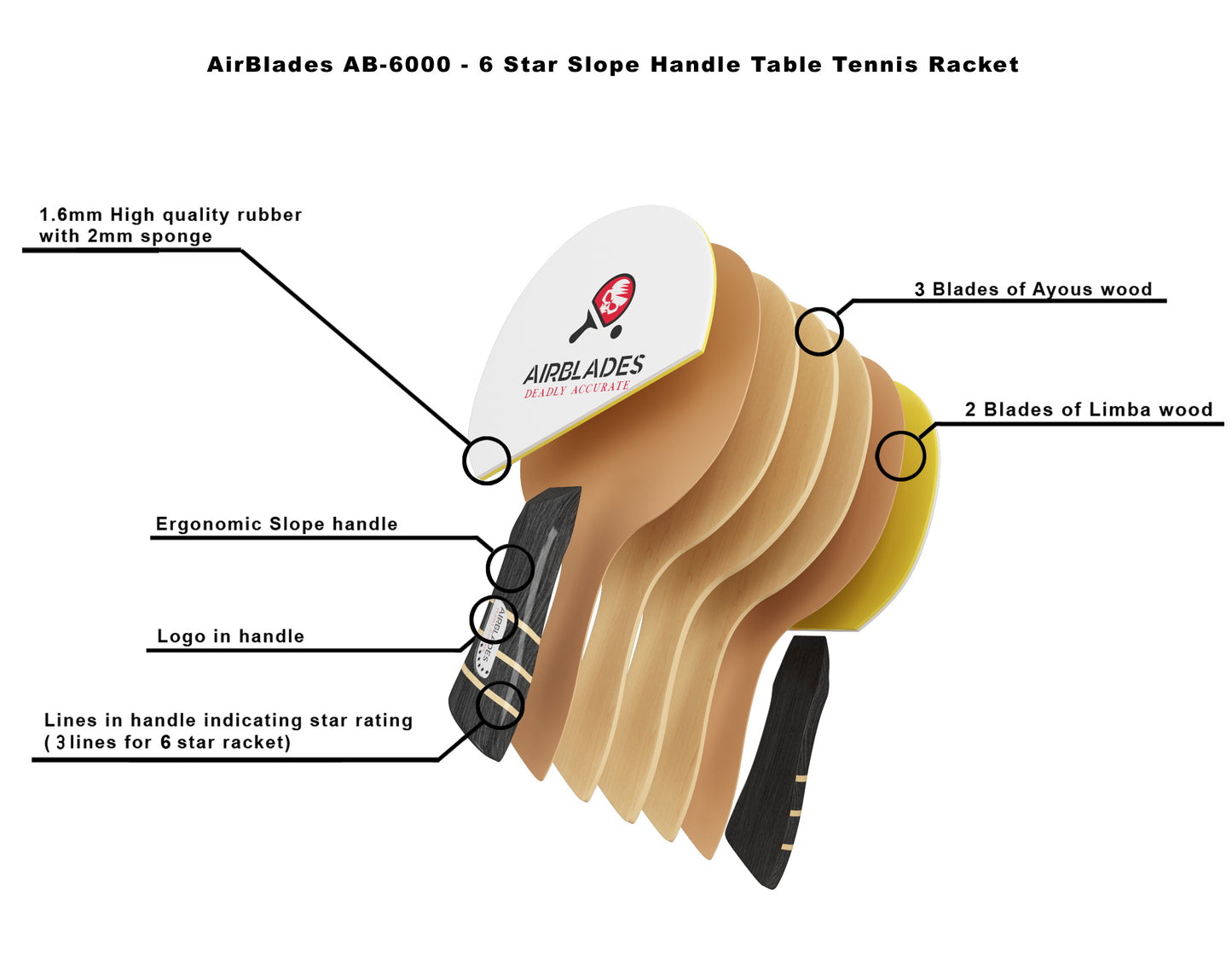 6-Star Ping-Pong Paddle | AB-6000