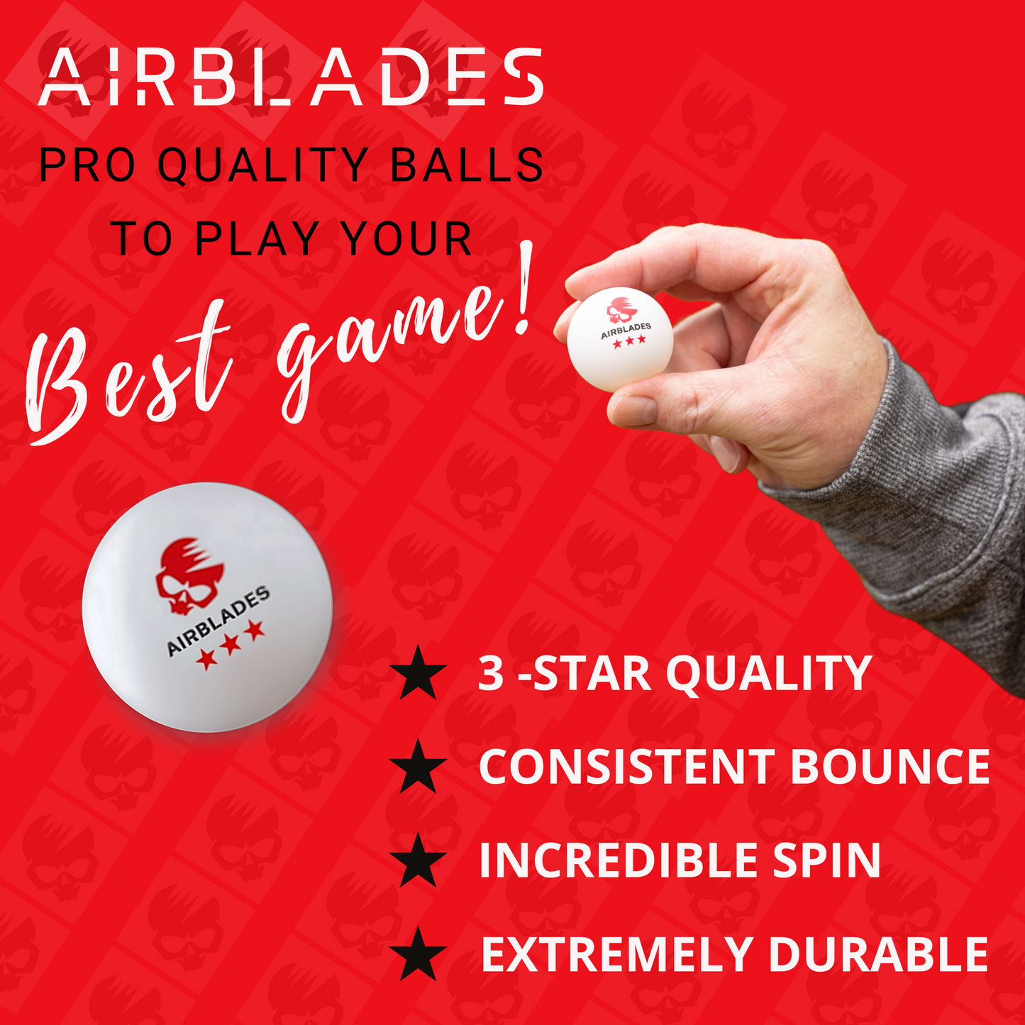 10-Pack of 3 Star Premium Ping-Pong Balls