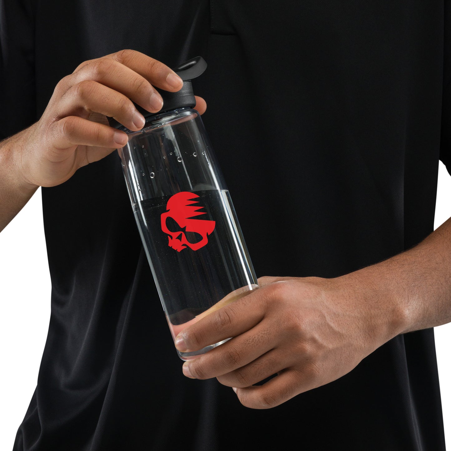 Sports Water Bottle with AirBlades Skull Logo