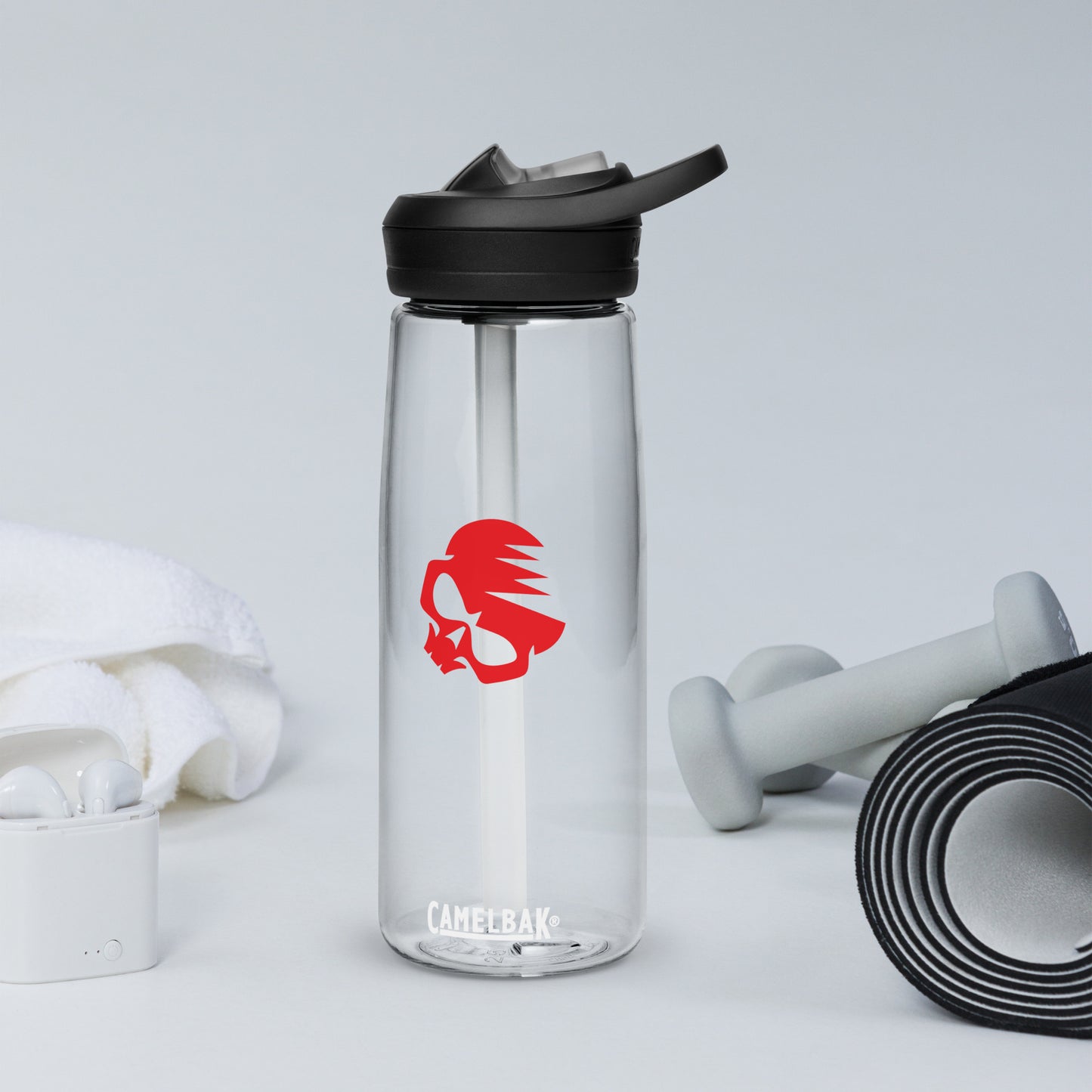 Sports Water Bottle with AirBlades Skull Logo