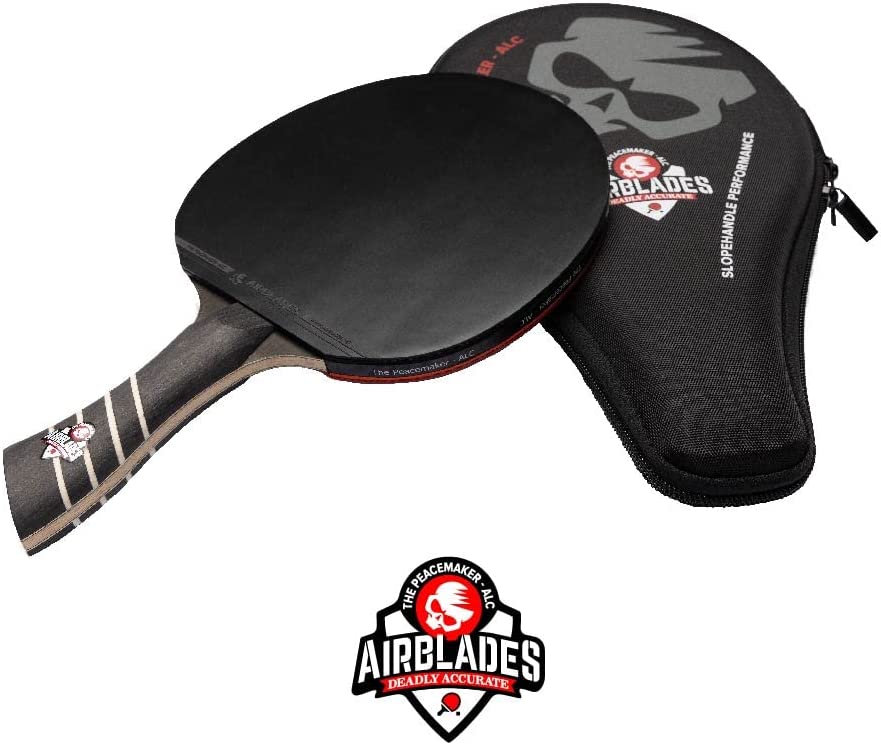The Peacemaker - ALC Professional Ping Pong Paddle. Table Tennis Racket with Hard Carry Case & Ergonomic Handle, 7 Ply Blades of Wood with Carbon Fiber Inner Blades