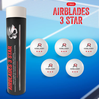 Airblades 3 Star Ping Pong Balls | High Performance, Table Tennis Balls for Tournament Play & Training | Advanced ABS Plastic | Regulation Standard