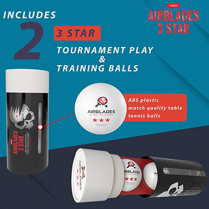 2-Pack AirBlades 3 Star Ping Pong Balls | High Performance, Table Tennis Balls for Tournament Play & Training | Advanced ABS Plastic | Regulation Standard Ping Pong Balls