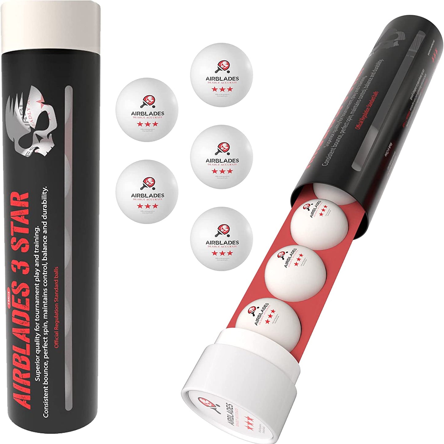 AirBlades 3-Star Ping Pong Balls | High Performance, Table Tennis Balls for Tournament Play & Training | Advanced ABS Plastic | Regulation Standard Ping Pong Balls